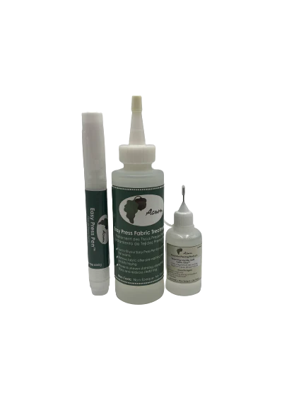 Easy Precision Piecing System 
Made In Canada
Non-Toxic
A fully equipped kit with everything you need to start using the Easy Precision Piecing System. This will help you achieve flawless flat seams. 
Kit includes:
Easy Press Fabric Treatment 4 oz (118.3 ml)
Easy Press Pen
Seam Align Glue 1 oz (30 ml)
