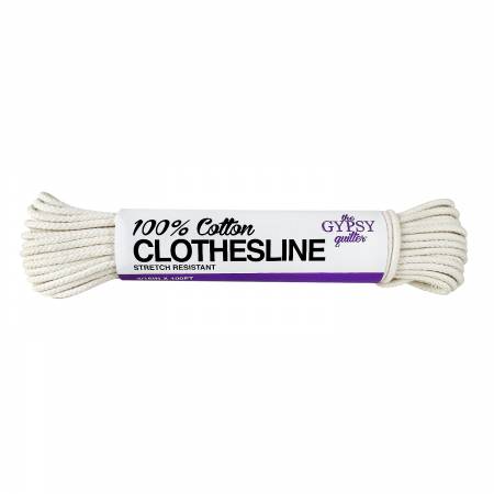 100% Cotton Clothesline is the perfect ingredient for the rope sewing enthusiast. Create unique rope projects like baskets, trivets, coasters, table runners, rugs and more with a sewing machine, some thread, and a coil of rope. Wrap the 100% cotton rope with fabric strips as you sew, or keep it plain for a natural look.  The 100% cotton rope is stretch resistant, giving you a beautiful finish to your projects. Comes in a protective plastic bag.  Made of: 100% Cotton Color: White Size: 3/16in x 100ft 