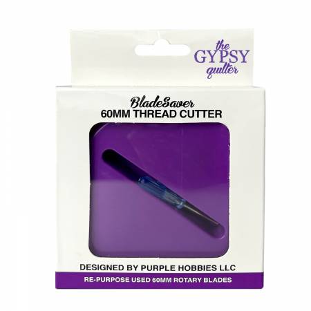 Blade Saver Thread Cutter Gypsy-Purple-60mm
Don't discard old 60mm rotary blades, use them in the 60mm BladeSaver Thread Cutter! Give your 60mm rotary blades extended life by using them in the BladeSaver Thread Cutter and make cutting your chain pieced fabric projects fast and easy.
Each BladeSaver comes with a magnetic case to keep your thread cutter safe when not in use or when taking it to class.