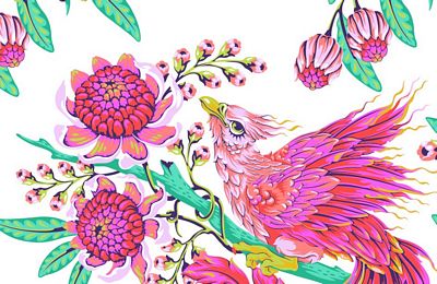 Tula Pink Hot Wings XL Block Project Bag Close up – 20" x 20"