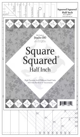 Half Inch Square Squared Ruler - Studio 180
You asked for it and we listened; Square Squared tool for ½” finished units is now available! Finally, the perfect tool for projects that use ½” increments finished diamond square units. This versatile tool comes with the basic instructions for making Diamond Square units that finish from 1 ½” up to 8 ½ in 1" increments.