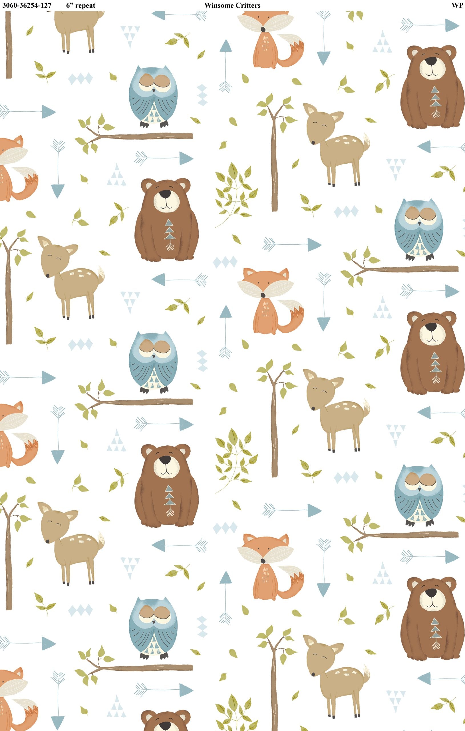 Winsome Critters Multi White-From Wilmington Prints-By Deane Beesley-100% Cotton-43/44"
