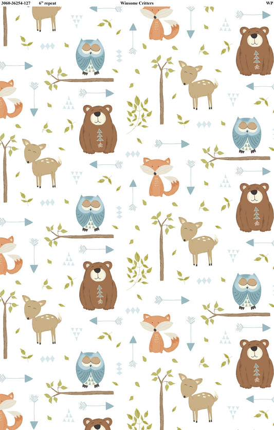 Winsome Critters Multi White-From Wilmington Prints-By Deane Beesley-100% Cotton-43/44"