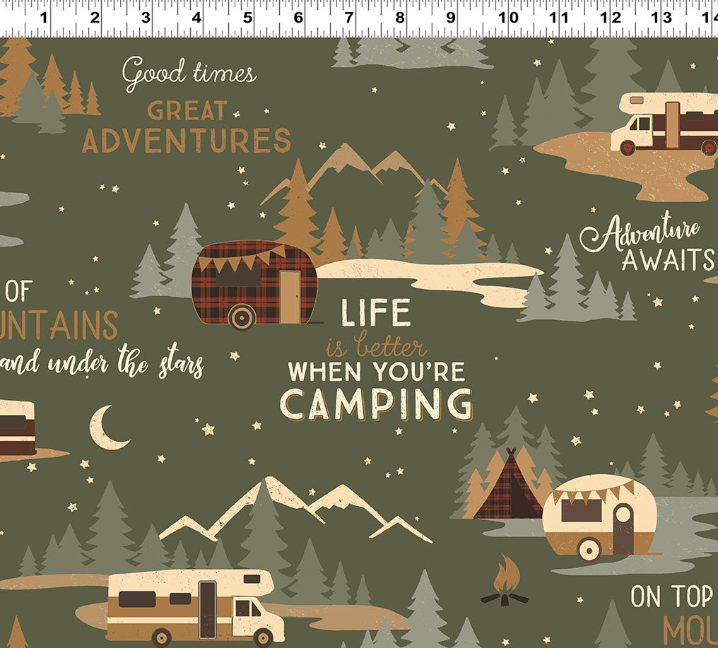 Living the Dream Flannel - Camping Light Forest
From Clothworks
By Dan DiPaolo
100% Cotton (flannel)
43.44"