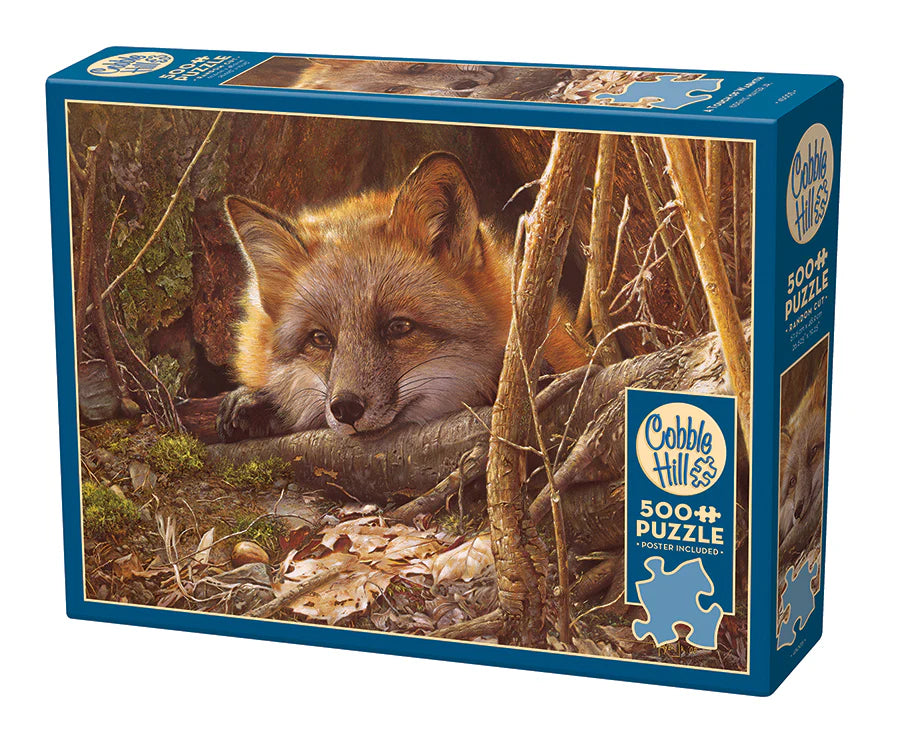 A Touch of Warmth - 500 Piece
From Cobble Hill
The soft sunlight casts a A Touch of Warmth on the fox as it rests its head on a branch, camouflaged in the dry brown leaves of the forest. A beautiful wildlife puzzle.