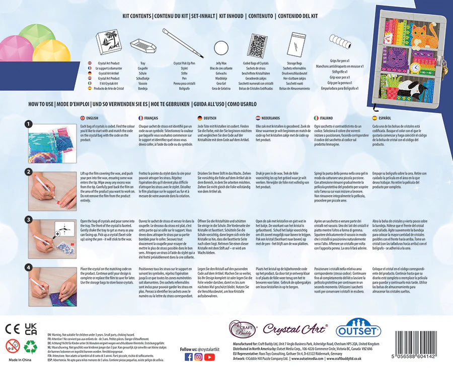 Secret Diary Kit-Rainbow Cat Library-Crystal Art-A personal journal or notebook known as a "diary" is used to keep track of everyday experiences, thoughts, feelings, and reflections. It is a tool that gives people a platform for self-expression and personal development by enabling them to reflect on and document their lives. Imagine keeping a secret diary with a beautiful crystal art design and writing about your day in it. Each diary includes 48 lined pages and is 6.1" x 8.5"