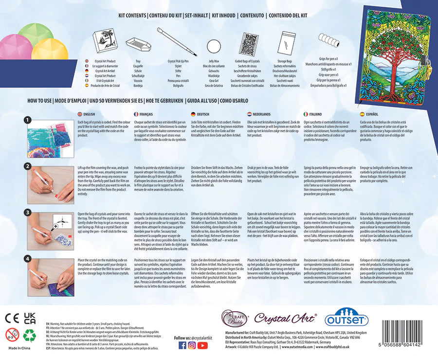 Secret Diary Kit-Tree of Life-Crystal Art-A personal journal or notebook known as a "diary" is used to keep track of everyday experiences, thoughts, feelings, and reflections. It is a tool that gives people a platform for self-expression and personal development by enabling them to reflect on and document their lives. Imagine keeping a secret diary with a beautiful crystal art design and writing about your day in it. Each diary includes 48 lined pages and is 6.1" x 8.5"

