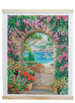 Scroll Kit-Window to Paradise - Crystal Art-Introducing our mesmerizing Crystal Art Scroll Kit: "Window to Paradise," a captivating scene that transports you to a serene oasis of natural beauty and tranquility. A floral decorated archway is your view to a glistening blue ocean with boats ready to set off to sea. A view of a mountain positioned with amazing homes and hotels beckons you to come and stay awhile.

Each kit is 13.77" x 17.71". Suitable for ages 8+ | 4- 6 hours.