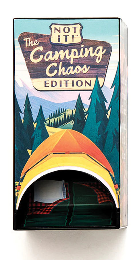 Not It! - Camping Chaos - Dice and Card Game
Spot the card that does NOT match & do it fast - don't be last!
Not It - Camping Chaos is a quick paced card game. When the dice roll from the tower, race to find a card in your hand that doesn't match the attributes on the dice. But watch out for the wild raccoon - get rid of it quickly or risk getting caught with two in hand! Fast-paced fun for all!