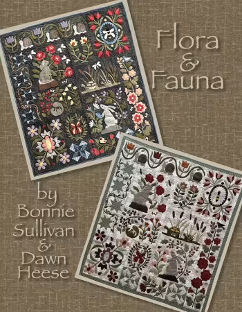 Flora And Fauna Pattern
From Linen Closet Designs
By Dawn Heese And Bonnie Sullivan

Wool on cotton applique quilt pattern. Quilt is shown in two distinct colorways and the 40 page book gives fabric requirements for both colorways. Embellishments for each version are also included. Full size templates and clear instructions. 

Printed Paper Pattern
Finished Size: 54in x 60in
Block of the Month Friendly
Final Product: Quilt
Paper Templates Included
Technique Used: Applique
Skill Level: Confident Beginner