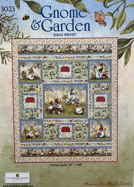 Gnome & Garden Quilt Kit  From Wilmington Prints  By Susan Winget  Finished Size: 57" x 68"  Free Pattern  Kit includes fabric to complete quilt top and binding.     Backing and Batting Not Included