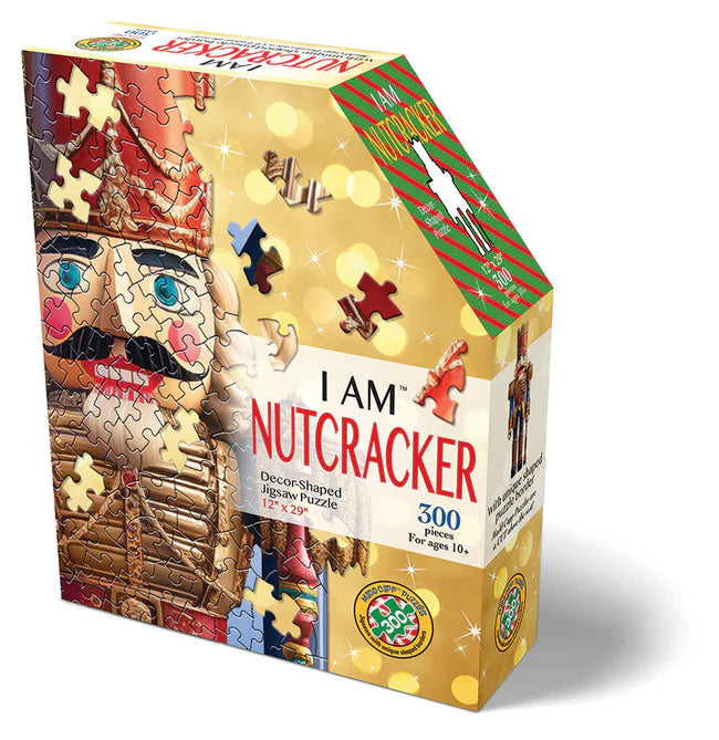 I am a Nutcracker shaped 300 piece puzzle. By Madd Capp. 14"x29"