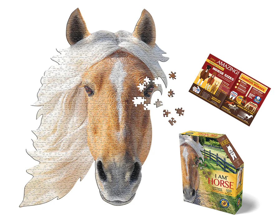 I AM a Horse - 550 Piece
From Cobble Hill
Enjoy I AM Horse on your own or with neigggghhhbours! This Madd Capp shaped jigsaw puzzle includes 550 pieces of farming fun and a reference poster with facts about this beautiful beast with its white flowing mane.