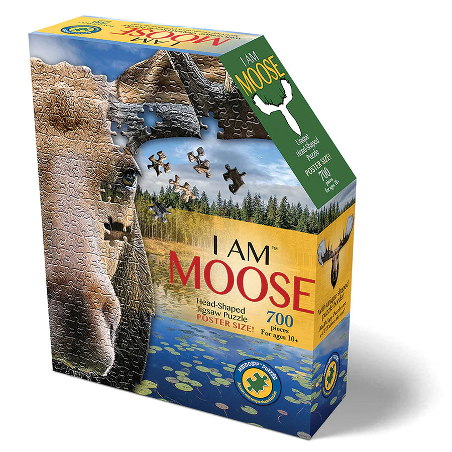 I AM a Moose -700 Piece
From Cobble Hill
Discover the majestic beauty of the mammal kingdom with the I AM Moose (700 pc) jigsaw puzzle! Get lost in a wild wilderness of 700 pieces, which includes a reference poster and fun facts about this beast. This is better than the real deal mounted on your wall! Let's let this moose loose!