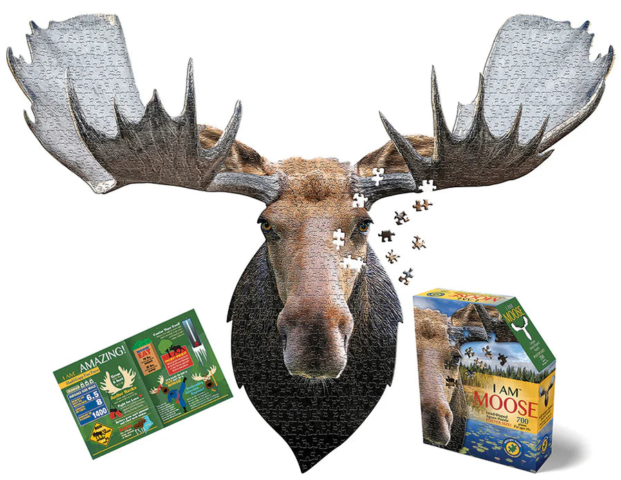 I AM a Moose -700 Piece
From Cobble Hill
Discover the majestic beauty of the mammal kingdom with the I AM Moose (700 pc) jigsaw puzzle! Get lost in a wild wilderness of 700 pieces, which includes a reference poster and fun facts about this beast. This is better than the real deal mounted on your wall! Let's let this moose loose!