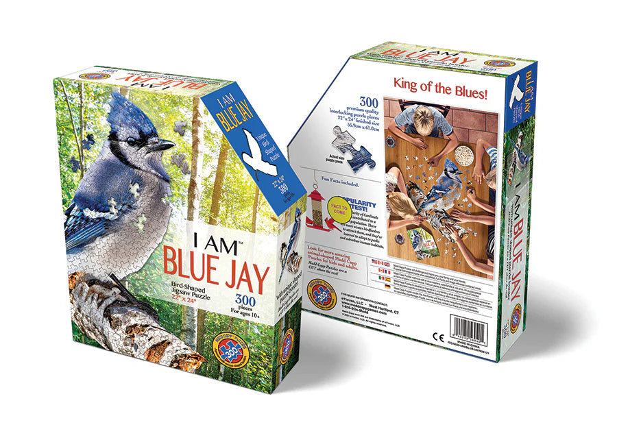 I AM a Blue Jay 300 Piece
From Cobble Hill
Fly away and explore the wonders of nature with this Madd Capp I AM Blue Jay (300 pc) shaped puzzle. This shaped puzzle includes a reference poster and fun facts - all perfect for any birdwatchers out there! So, let's get twit-terrific and solve the puzzle that's fun for the whole flock!