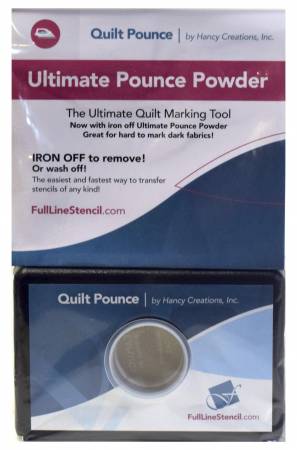 Ultimate Pounce Powder Pad White
Never before has marking quilts been easier than with our Ultimate Iron-off Pounce Powder! The Quilt Pounce applies it like any other type of chalk or powder to easily and instantly transfer your stencil design. The Ultimate Pounce Powder adheres exceptionally well with minimal bouncing when sewing along the transferred stencil lines. Best of all, when you’re done following your design, you simply run your heated iron over the pattern and it disappears without a trace.