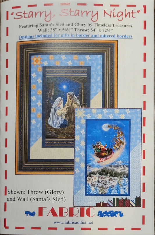Starry, Starry Night Quilt Pattern
By The Fabric Addict
Shown: Throw (Glory) 54" x 72.50" & Wall (Santa's Sled) 38" x 56.50"