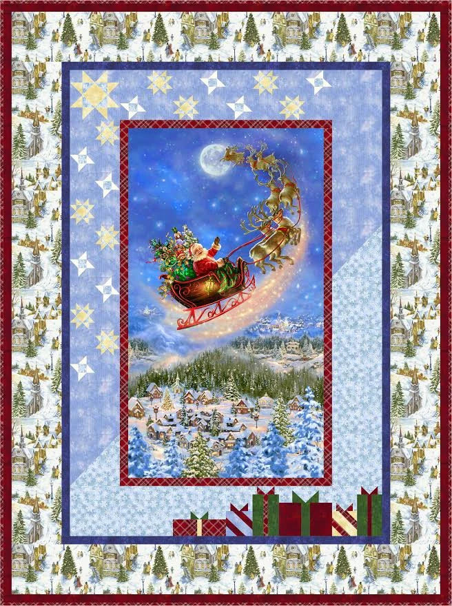 Starry, Starry Night Quilt Pattern
By The Fabric Addict
Shown: Throw (Santa's Sled) 54" x 72.50" 