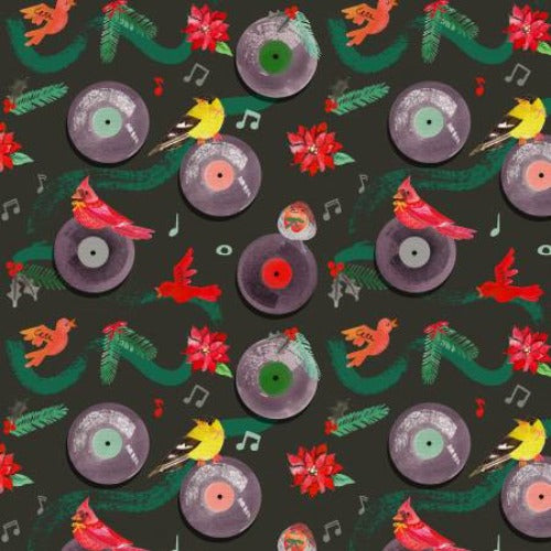 Mod Christmas Birds Song Bird Forest Green/Red  From: Paintbrush Studio  By Amarilys Henderson  100% Cotton  44/45"