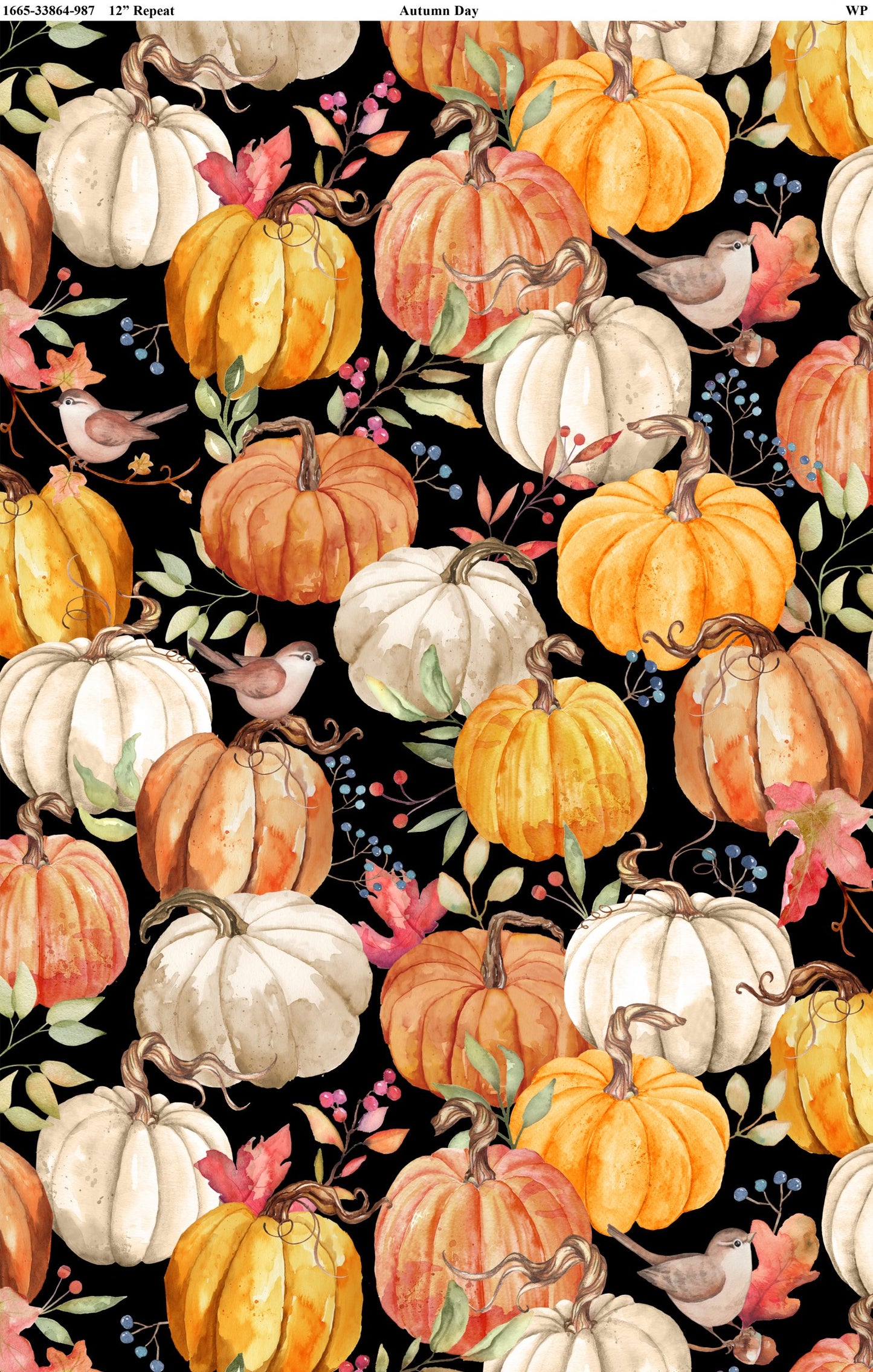 Autumn Day - Pumpkins - Black