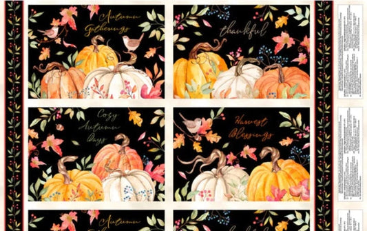 Autumn Day Placemat Panel - 4 Placemats  Wilmington Prints  Panel approx. 24.5" x 44/45"