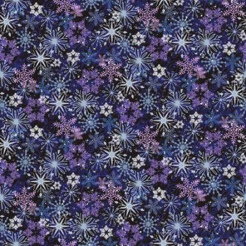Multi Snowflake Allover  From Henry Glass  By Barb Tourtillotte  Flurry Friends Collection  100% Cotton  44/45"
