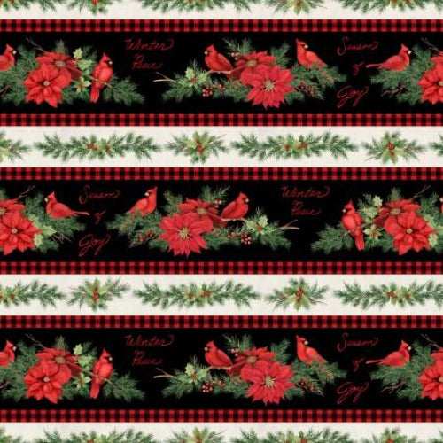 Multi Season of the Heart Repeat Border - Christmas    From Wilmington Prints  By Susan Winget  Season of the Heart Collection  100% Cotton