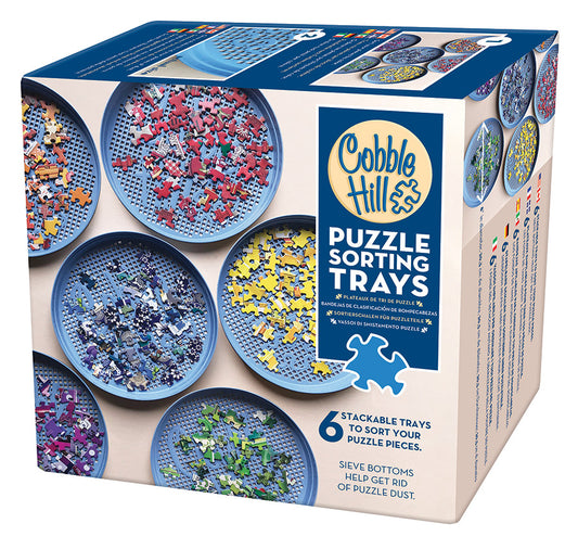 Puzzle Sorting Trays  From Cobble Hill, Set of 6 stackable trays.  Each tray is 8" diameter / 4" high when stacked