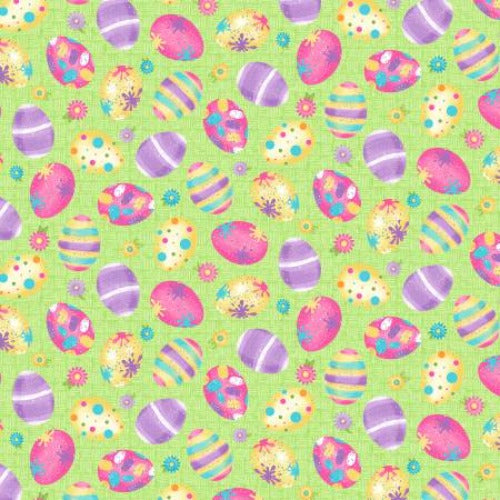 Green Easter Egg Toss  From Henry Glass  By Shelly Comiskey  Hoppy Easter Gnomies Collection  100% Cotton