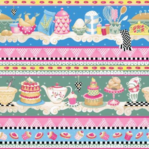 Multi Baking Border Stripe  From Studio E  By Ronnie Thomas  100% Cotton