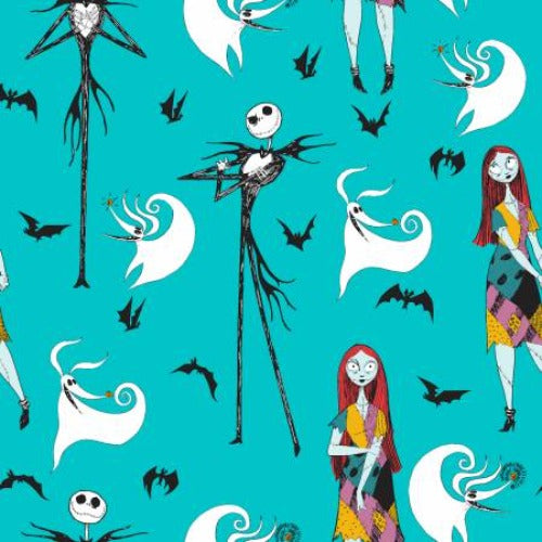  Nightmare Before Christmas featuring Jack, Sally and Zero - Disney Licensed Fabric  From Springs Creative  100% Cotton  43/44"