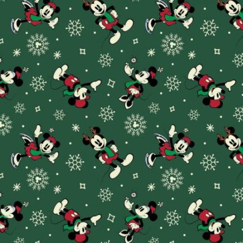 Green Festive Mickey  From Camelot Fabrics Character Winter Holiday 3 by Camelot Collection Licensed Products 100% Cotton