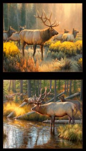 Elk Panel - Black  From Elizabeth Studio By Greg Alexander 100% Cotton