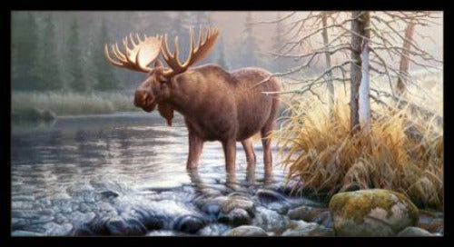 Moose Panel - Black From Elizabeth Studio By Greg Alexander 100% Cotton