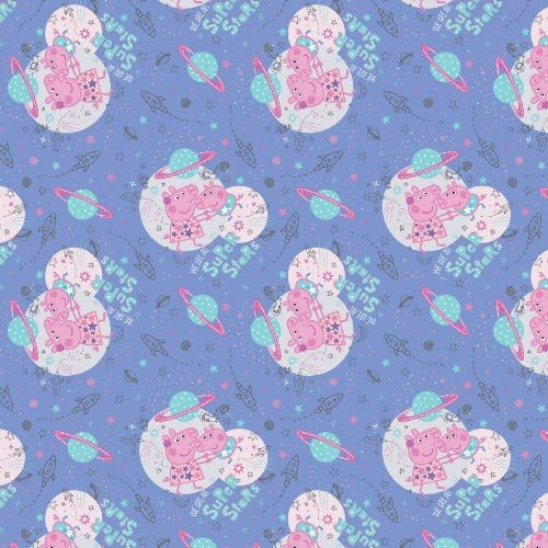 Periwinkle Peppa Pig Super Stars  From Camelot Fabrics  100% Cotton  44/45"