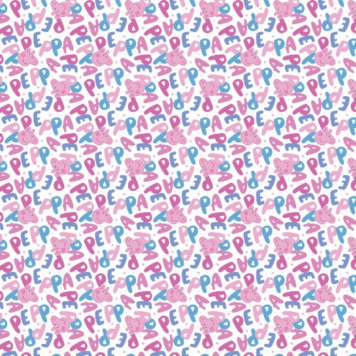 White Peppa Pig Face Toss  From Camelot Fabrics  100% Cotton
