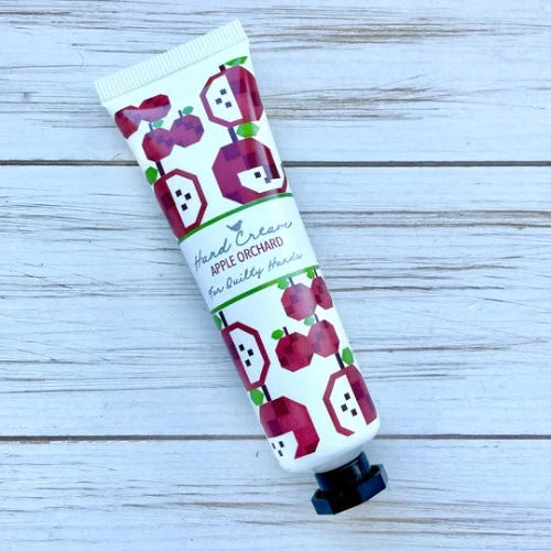 Riley Blake Designs -  Quilty Hands Hand Cream shown in Apple Orchard Scent. Each tube has a twist-off lid and contains 30 ml of hand cream.