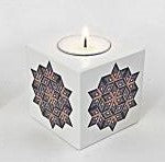 Diamond Log Cabin Quilt Block Tealight Holder with Tealight Candle. From Built Quilt Distribution