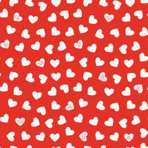 Be Mine Valentine Candy Hearts Red  From Riley Blake Designs  By Janet Wecler-Frisch  Be Mine Valentine Collection  100% Cotton  43/44"