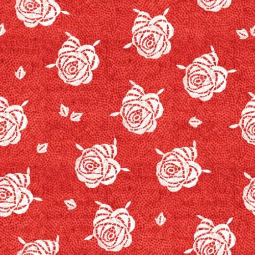 Paper Roses Red (Red Roses in Broken Hearts Pattern)  From Riley Blake Designs  By Janet Wecker-Frisch  Be Mine Valentine Collection  100% Cotton  43/44"