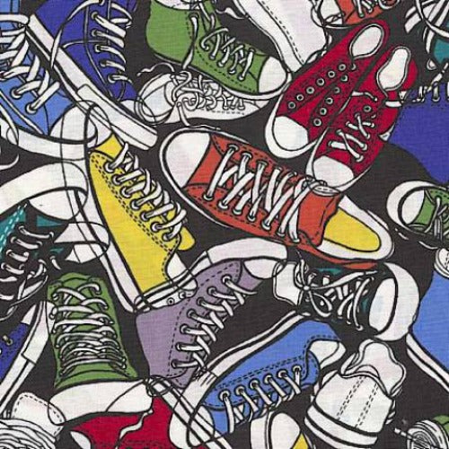 Bright Sneaker Toss - From Timeless Treasures - Back To School By Timeless Treasures Collection