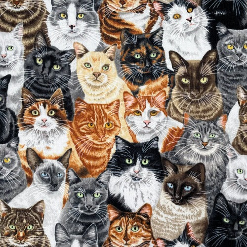 Crowded Cats  From Nutex By Sew Sisters  100% Cotton  43/44"