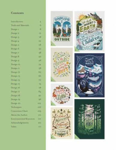 Cross Stitch for the Earth  Stitch for a greener future with this stunning collection of environment and nature focused designs from leading cross stitch designer Emma Congdon, better known as Stitchrovia.