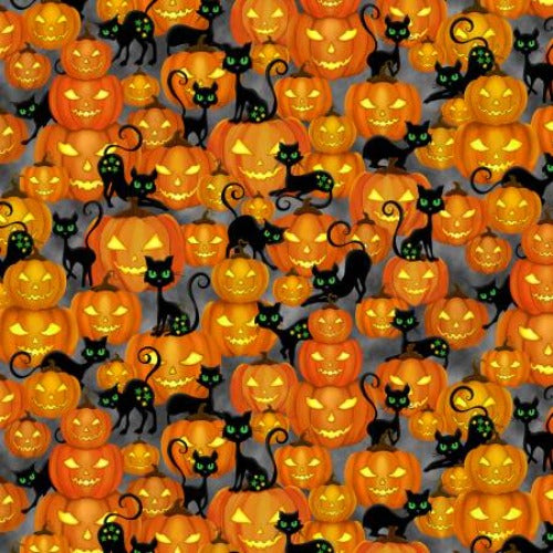 Orange Pumpkins Glow  By: Michael Miller  Trick or Treat Collection  100% Cotton  44/45"