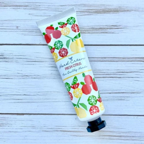 Riley Blake Designs - Quilty Hands Hand Cream shown in Fresh Citrus Scent. Each tube has a twist-off lid and contains 30 ml of hand cream.