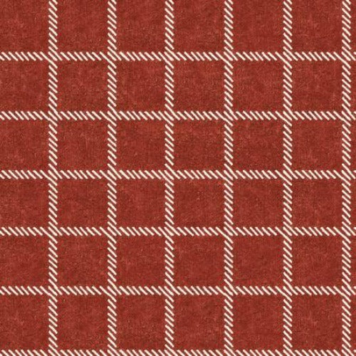 From Riley Blake Designs By  Janet Wecker-Frisch She Who Sew Home Dec Windowpane Plaid Barn Red Light Weight Canvas 100% Cotton 57/58" 