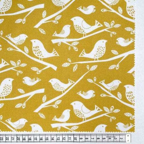 Yellow Birds - Leafy Meadow   100% Cotton