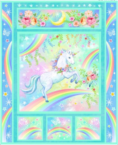 Unicorn Panel  Wee Ones Collection  From Oasis Fabrics Design  100% Cotton