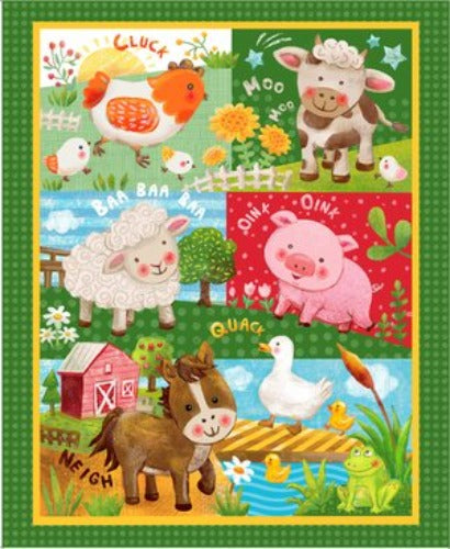 Farm Animals Panel   Wee Ones Collection  From Oasis Fabric Designs  100% Cotton